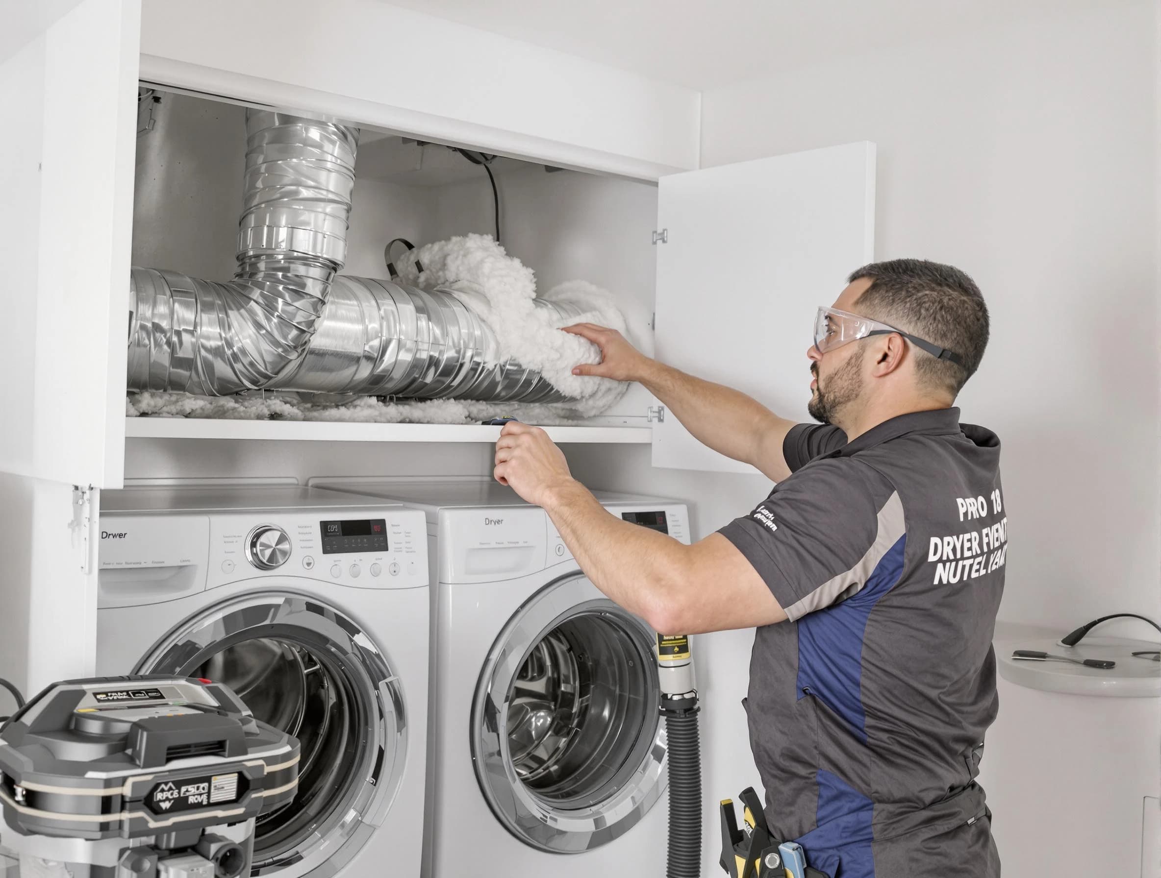 Hanceville Dryer Vent Cleaning certified technician performing specialized gas dryer vent cleaning in Hanceville